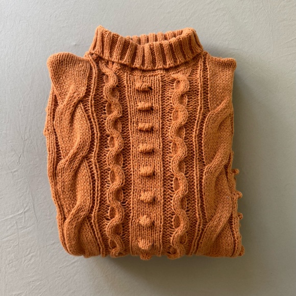 Chunky Cable Knit Mock Neck Sweater Dress - Picture 1 of 7